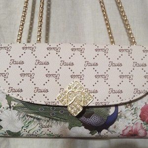 White Peacock Clutch Purse with Box Chain
